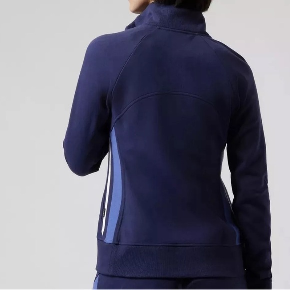 NWT Athleta Triumph Game Point Jacket, Blue/Side Stripes, Sz Medium Tall - Picture 2 of 12